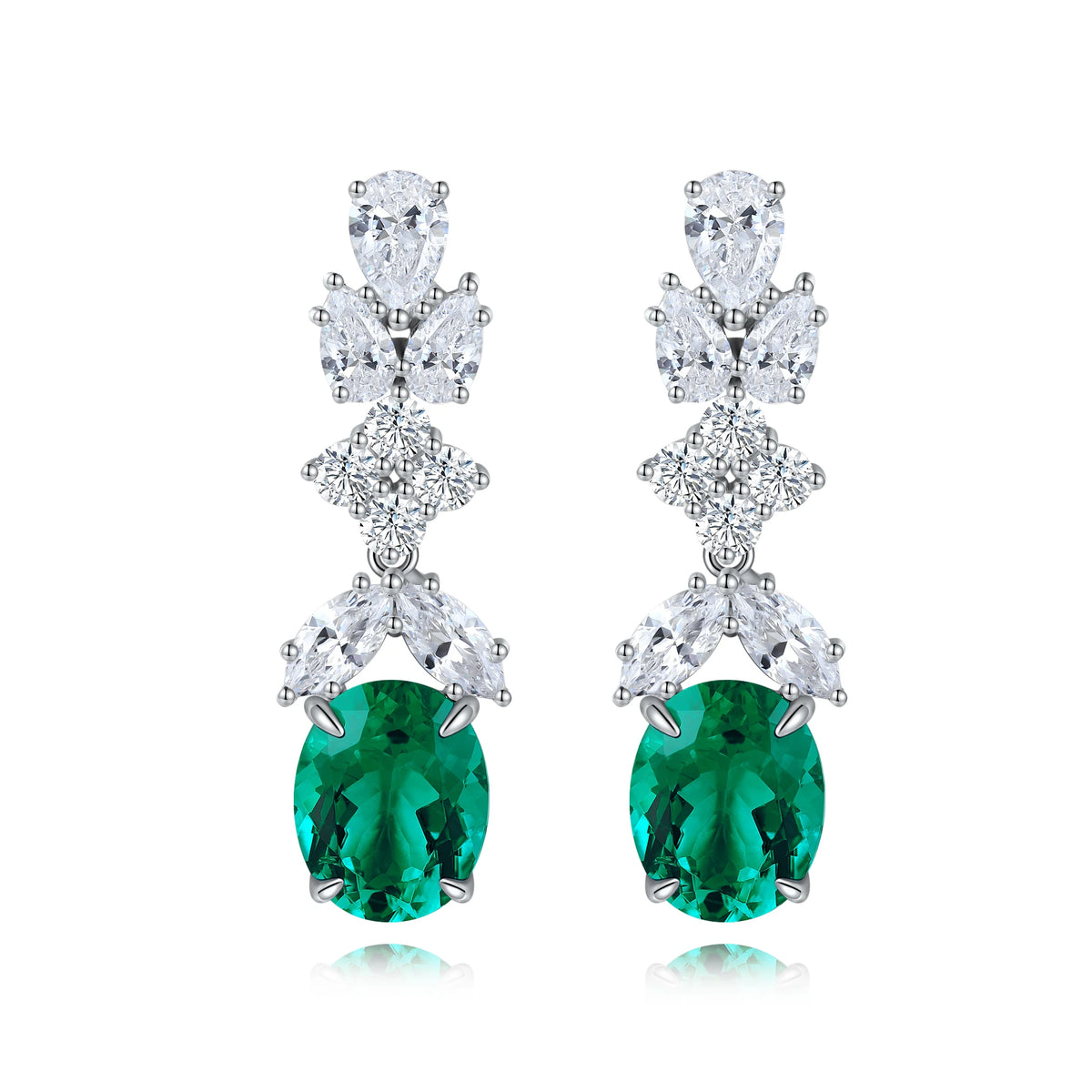 ArtistA Fancy Design Long Pattern Earring Women Jewelry Lab Gemstone Classic S925 Silver Women Birthday Gift Classic Earring Stud Set