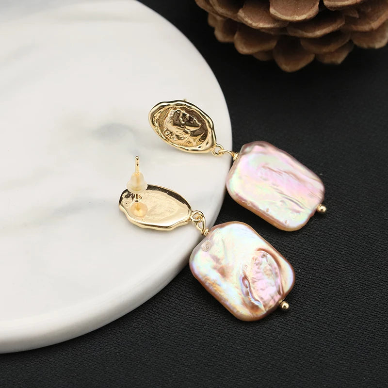 New Jewelry Natural Freshwater Baroque Pearl  Earrings 18K Gold Plated Jewelry Korean Designer Jewelry Earrings Wholesale Bulk