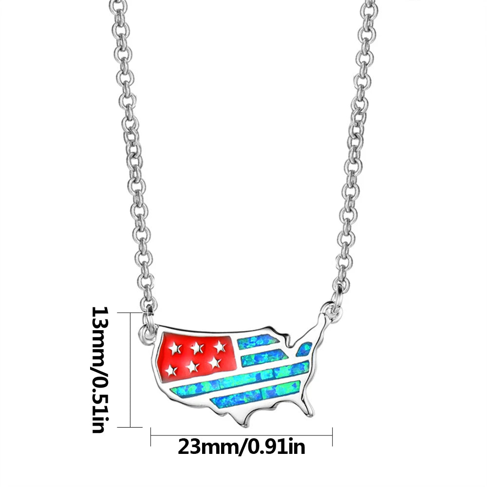 Flag Shape Opal Pendant Necklace | Gold Plated Brass Copper Alloy | Christian TikTok Ins Fashion Sporty Style | for Party