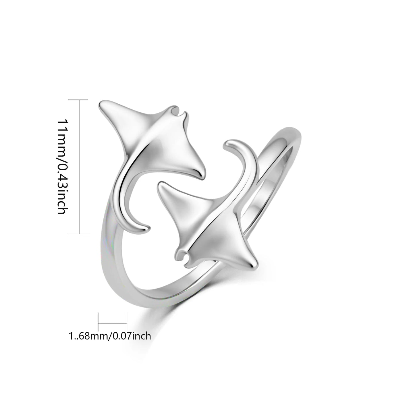 Batfish Twisted Ring | Iridescent Gem Inlay Band | Nature-Inspired Fashion Jewelry for Women Trendy Wear