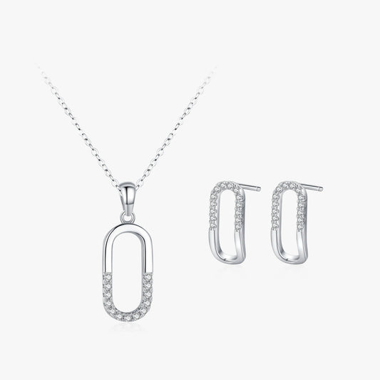 Simple Letter O Shape Geometric Oval 925 Sterling Silver Pendant Necklace Earrings For Women Anti-allergy Fine Jewelry Gifts