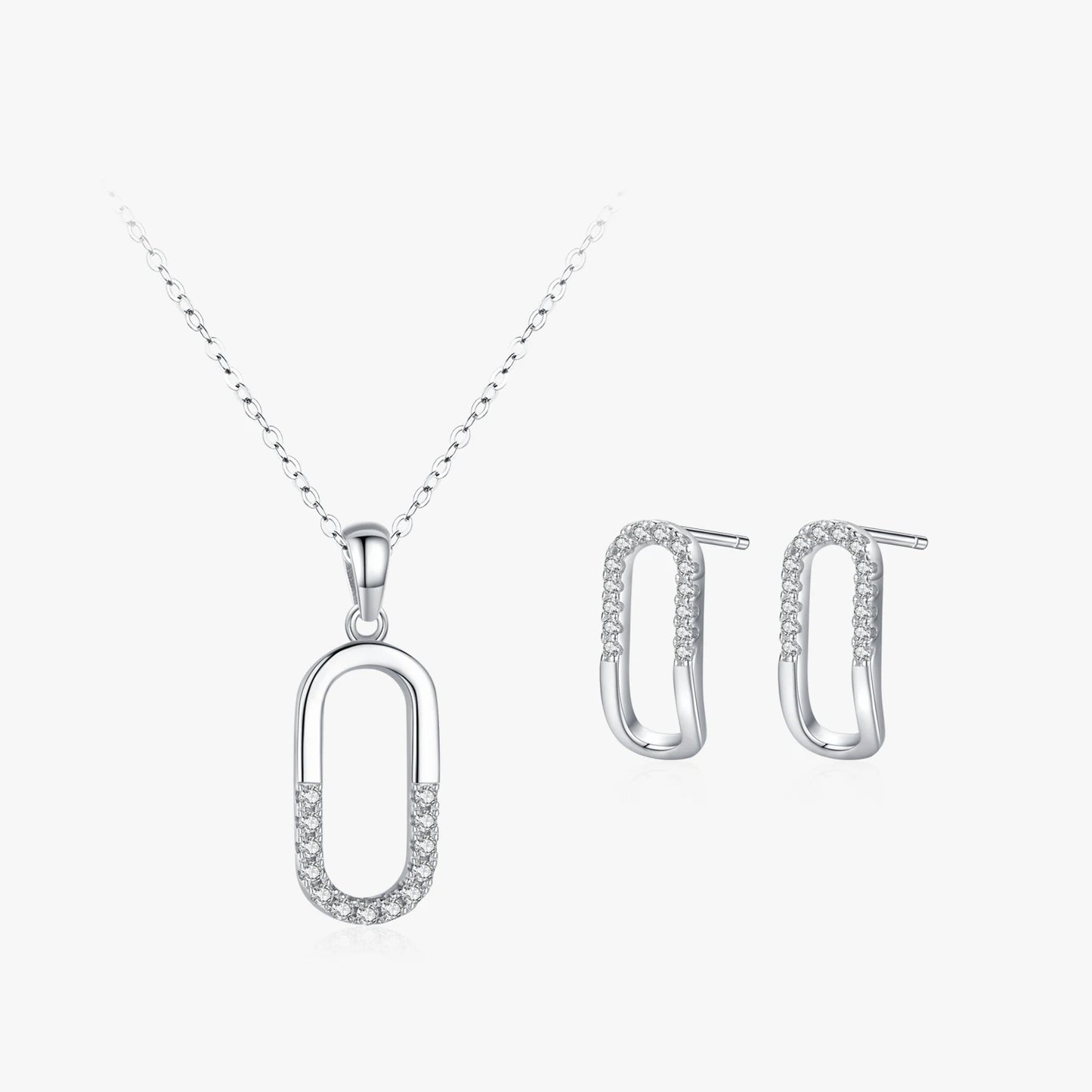 Simple Letter O Shape Geometric Oval 925 Sterling Silver Pendant Necklace Earrings For Women Anti-allergy Fine Jewelry Gifts