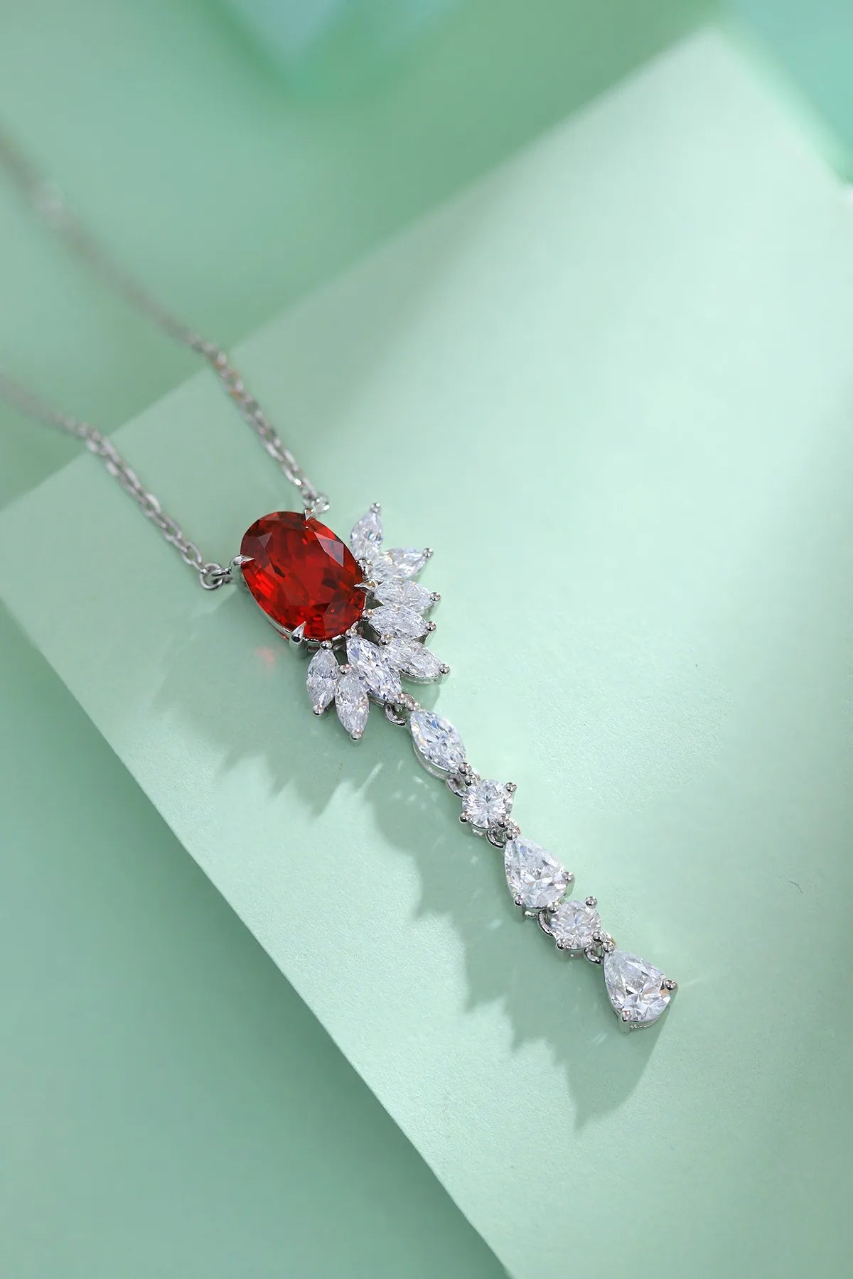 Gemfiori Anster 925 Sterling Silver High-quality Cultivated Ruby Necklace - Suitable for Parties or As a Gift