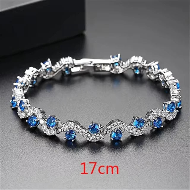 Crystal Fashion Quality Rhinestone Cubic Zirconia Jewelry Rectangle Zircons Tennis Chain CZ Bracelets Bangles for Women