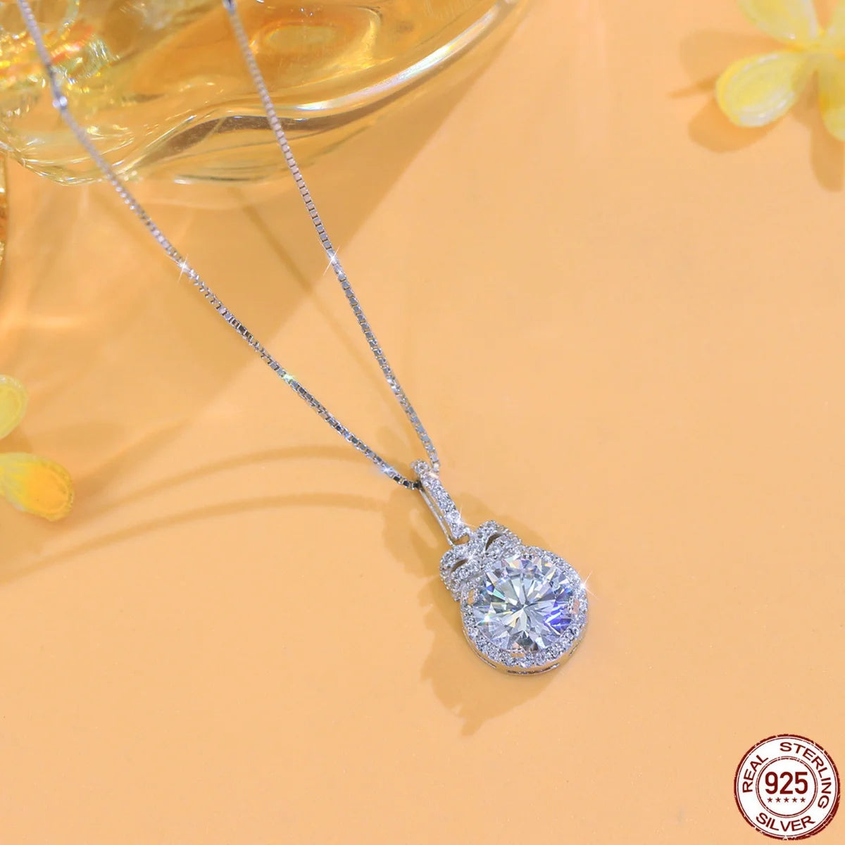 S&S 925 Sterling Silver Rhodium Plated Round CZ Pendant Necklace – White & Blue – Collection
