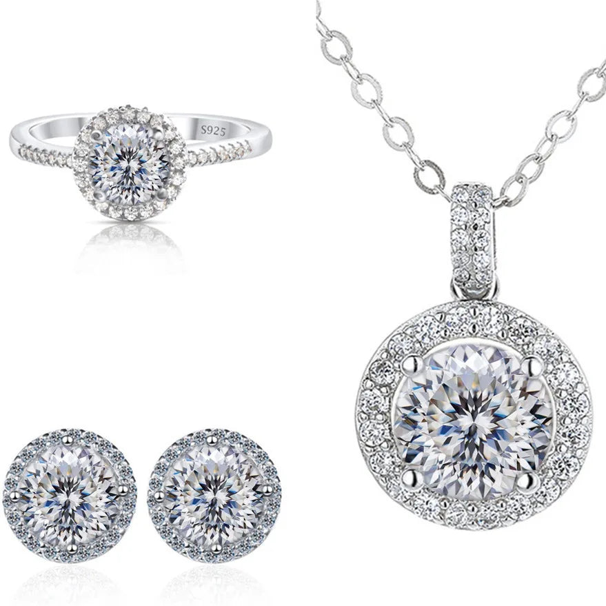 SPECIAL OFFER -REDheart Color Moissanite Party Jewelry Set for Women Necklace Ring Earrings S925 Sterling Silver with GRA Certificate