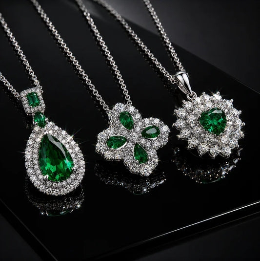 GRA Certificate 925 Silver Pendant Set  VVS1 Lab-Grown Diamond Luxury Pendant Mother's Day Gift Emerald Style Pendant Set