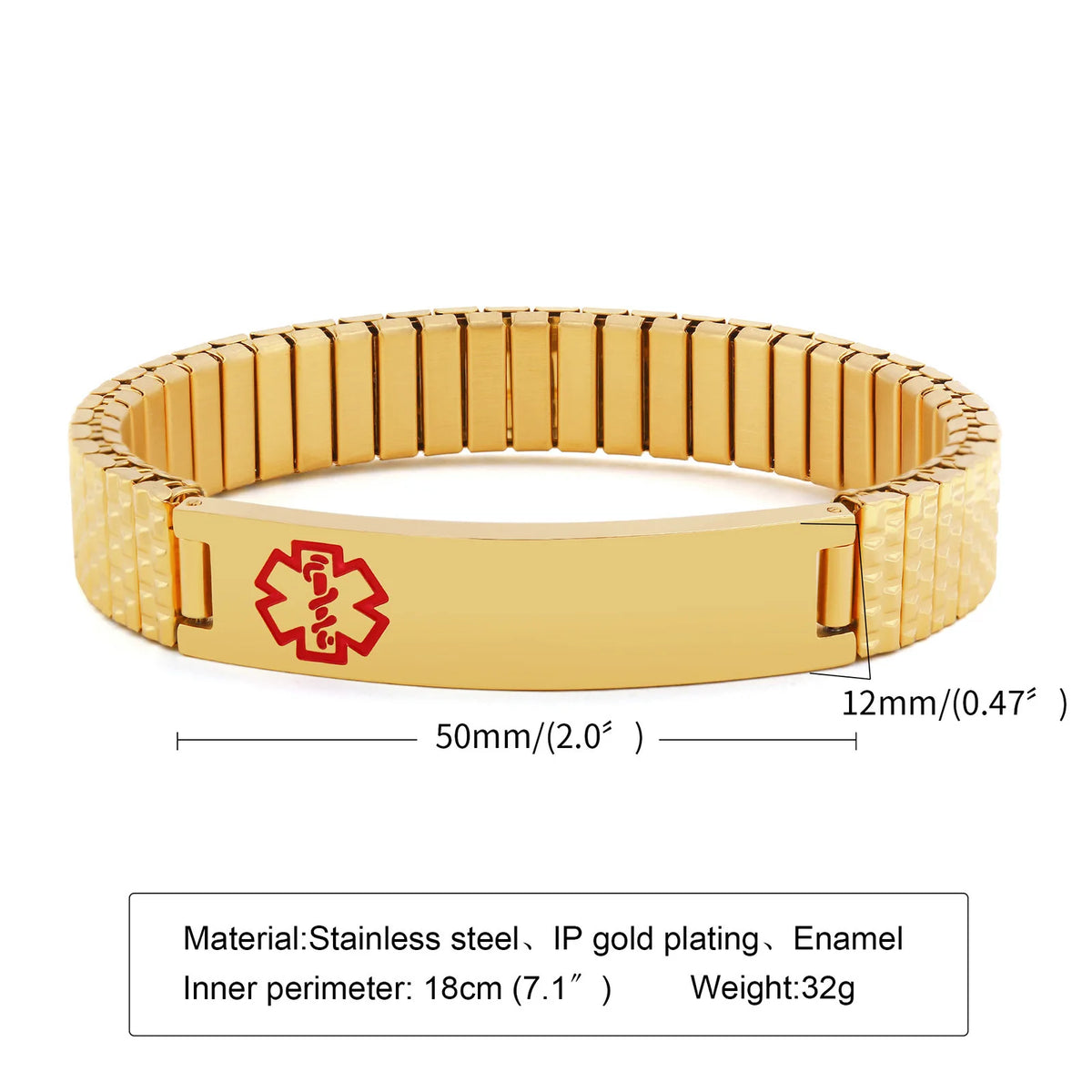Fashionable Ethnic Style 12mm Adjustable Gold and Silver Plated Stainless Steel Elastic Chain Bracelet for Men and Women Gifts