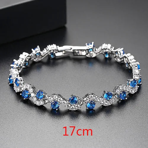Crystal Fashion Quality Rhinestone Cubic Zirconia Jewelry Rectangle Zircons Tennis Chain CZ Bracelets Bangles for Women