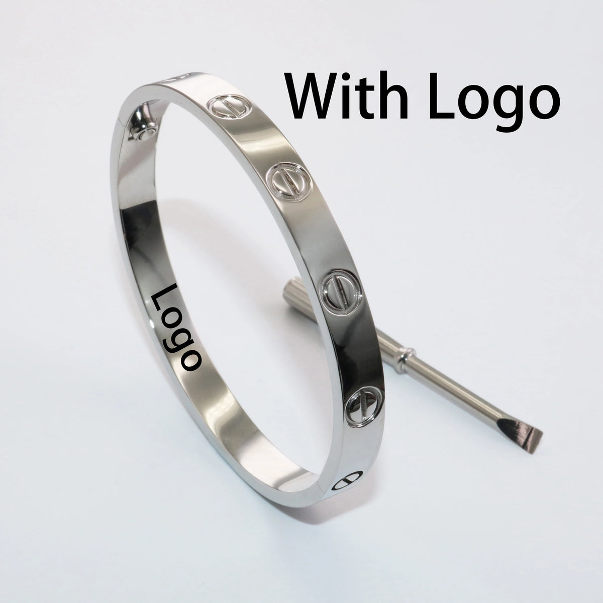 S&S Fashion Zircon Brand Screwdriver Screw Love 316L Stainless Steel 18K Gold Plated Bangle Bracelets for Women and Men