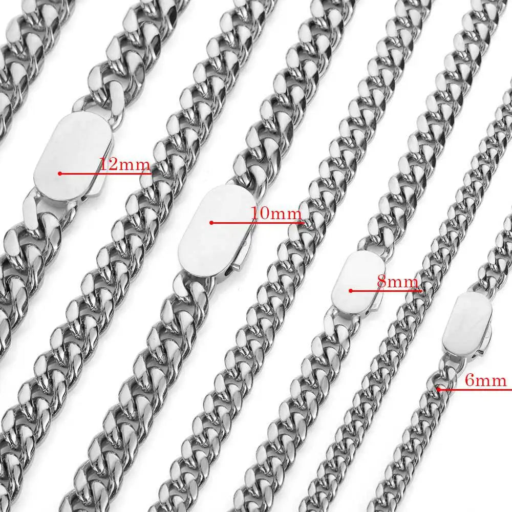 BiG-BOSS HipHop Jewelry 316L 18k Gold Plated Stainless Steel Gift Necklace for Men Cuban Link Chain Party