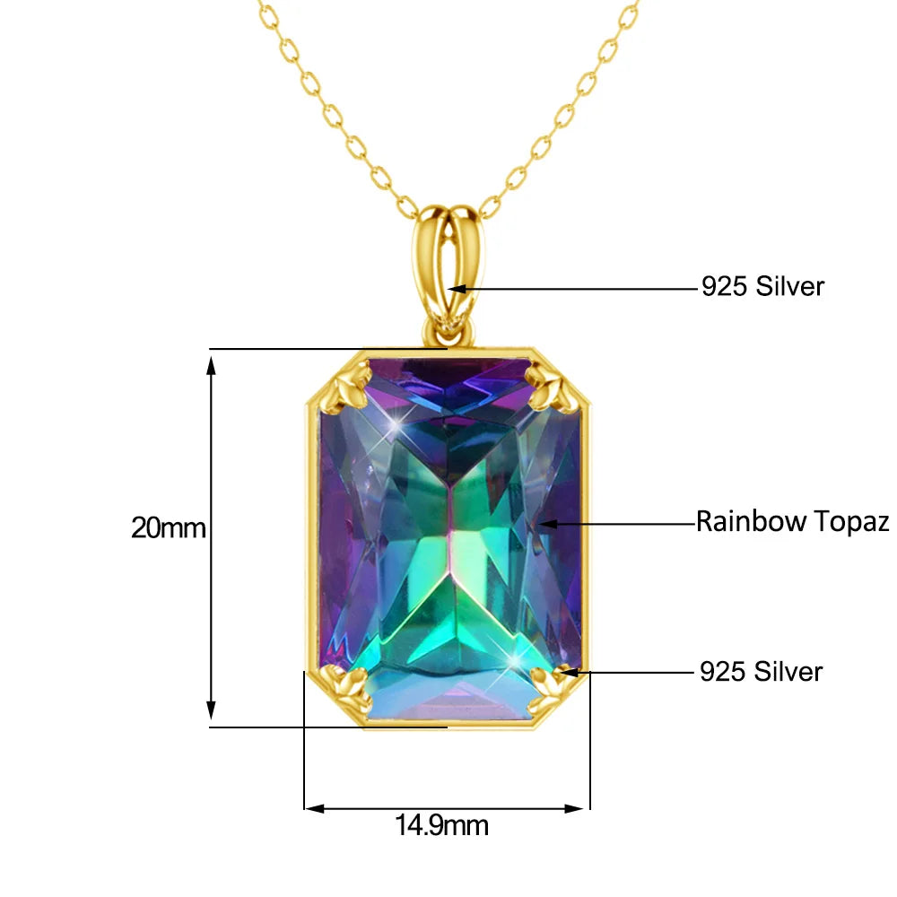REDheart Classic British Court Jewelry Cocktail Party 925 Sterling Silver Plated 18K Gold Emerald Sapphire Pendant Necklace