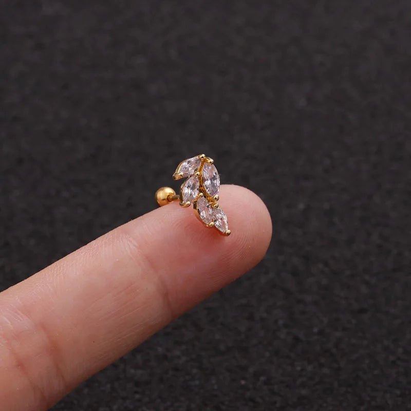 S&S 18K Gold Plated Zircon Stud Earrings | Stainless Steel Ear Bone Nail | S&S Collection