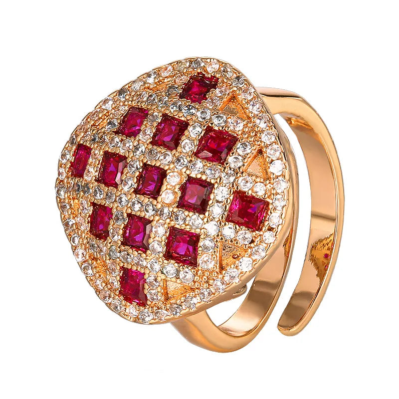 REDheart Simulation Zircon Flower Advanced Light Luxury Trendy Fashion Costume Jewelry Sets Female Copper Inlaid Zircon 18K Gold Plated