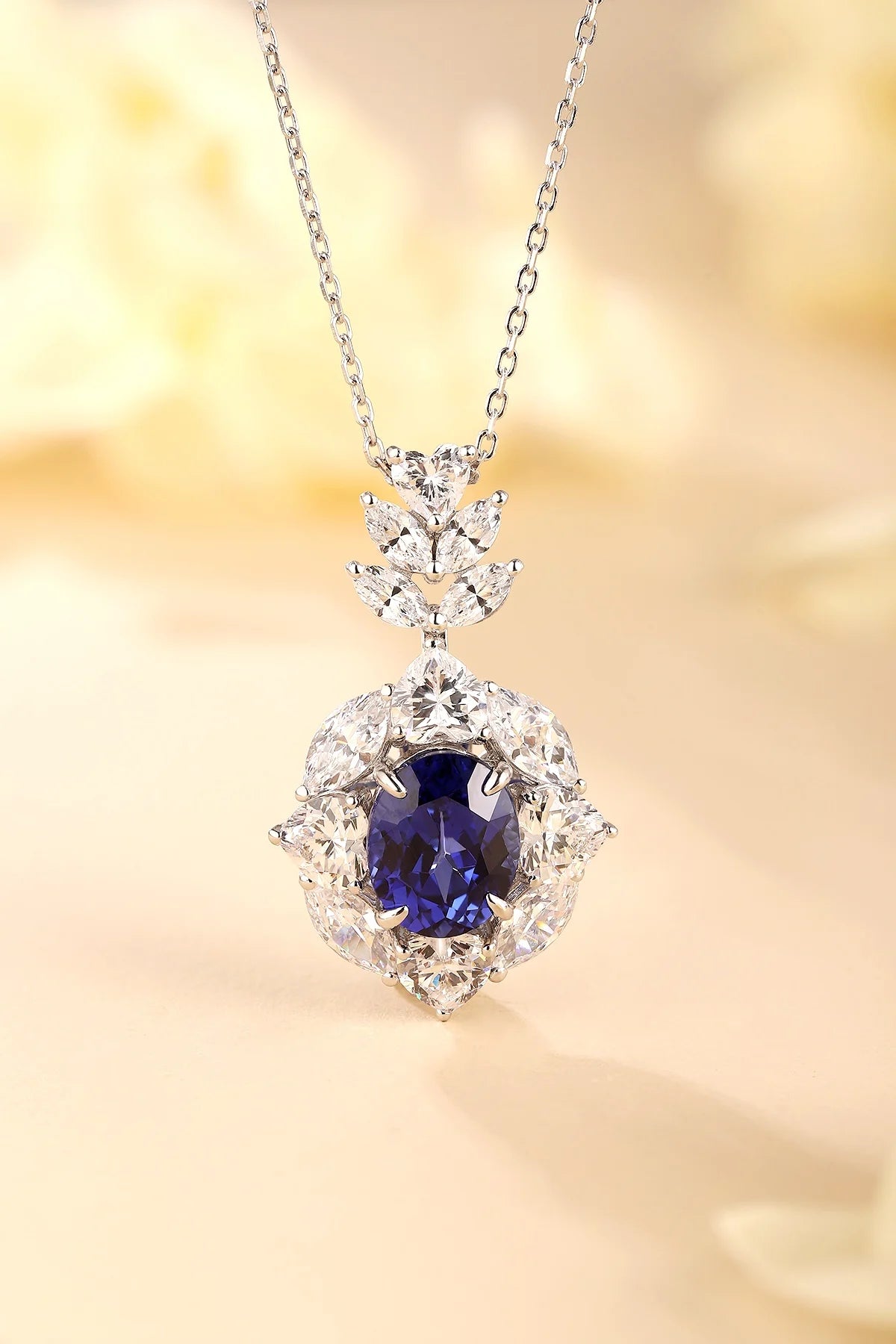 Gemfiori ANSTER Custom Pendants Necklaces for Women Lab Grown Emerald Sapphire Ruby Necklaces Sterling 925 Silver Pendant Jewelry