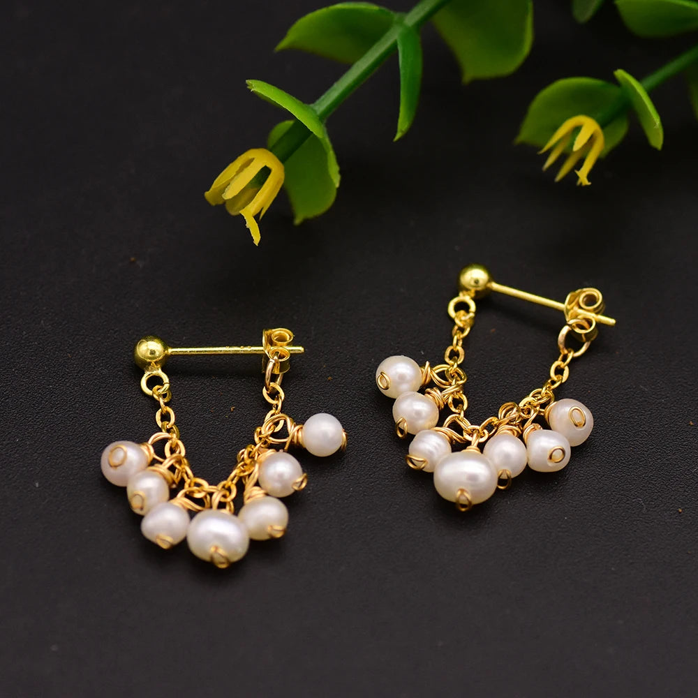 925 Sterling Silver Natural Freshwater Pearl Earrings for Women Party Earrings Fine Jewelry Earrings Bulk