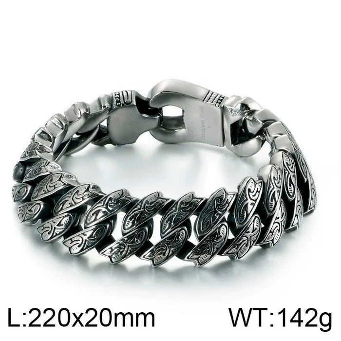 REBEL Fine Jewelry Fashion Cuban Bracelets Men Stainless Steel Nordic Skull Bracelet Homme