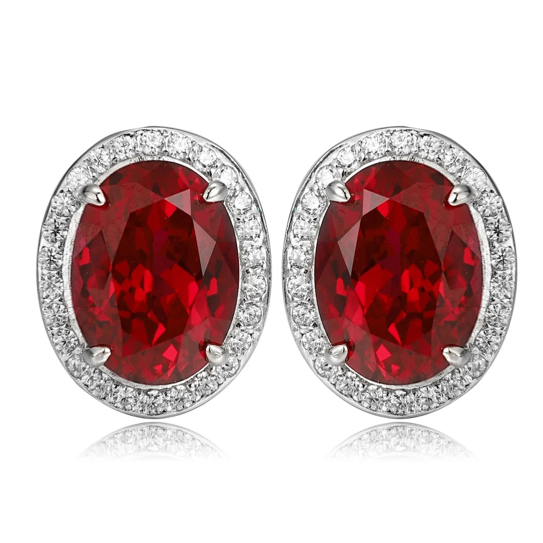 Gemfiori Anster High Quality S925 Lab Grown Ruby Earring Stud Dainty Gemstone Stud Earrings for Women Daily Wear Gift