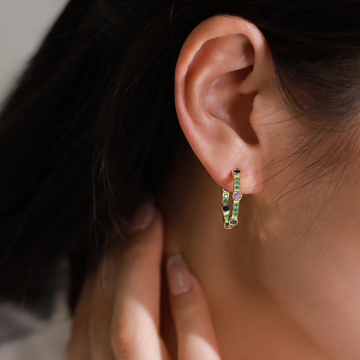 S&S Colourful Zircon Semi-Circular Ring & Earrings Set | 925 Silver Rhodium Plated | S&S Collection