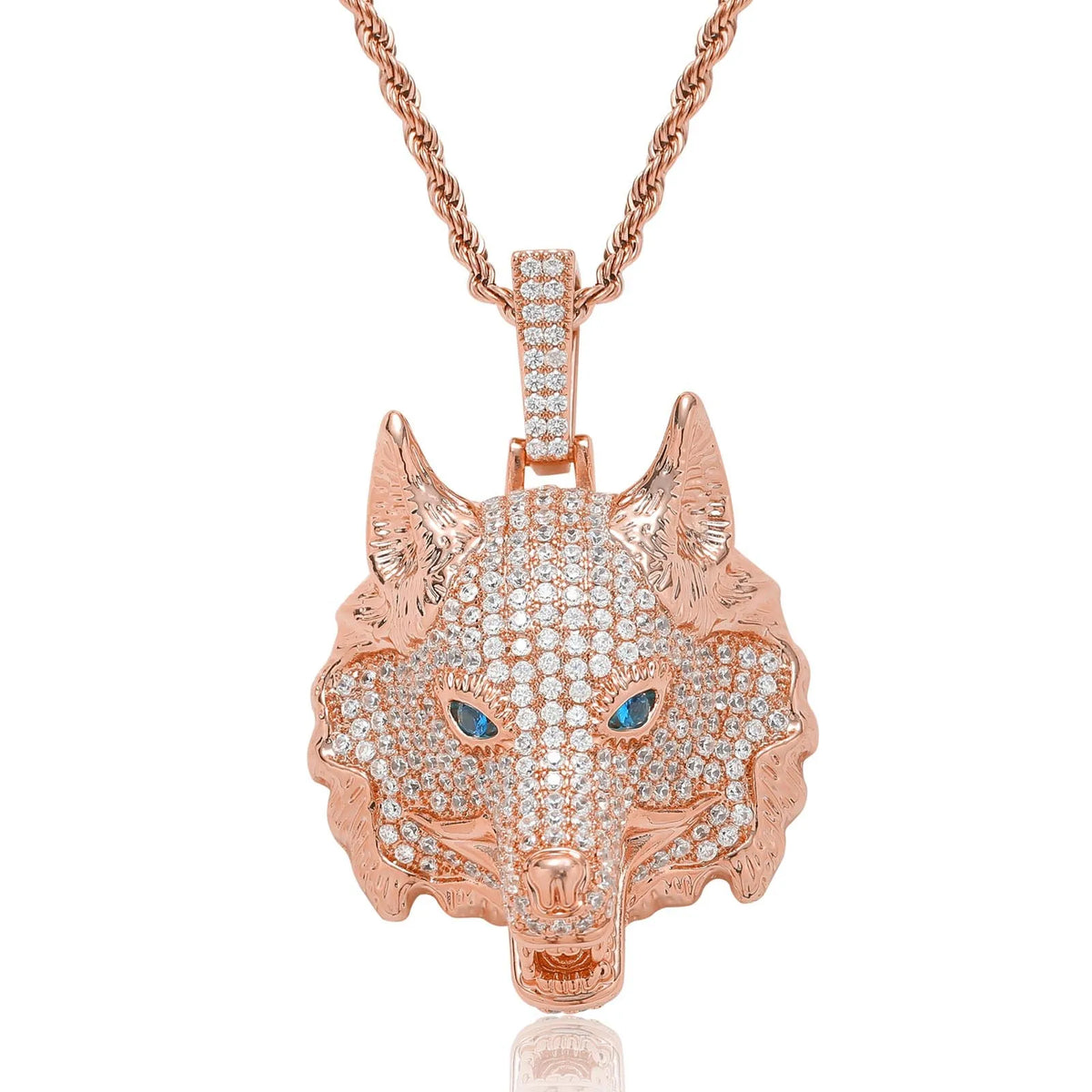 S&S Hip Hop Wolf Head Necklace Pendant with Micro Inlaid Zircon Men's Punk Collarbone Chain Trendy Accessory Gift