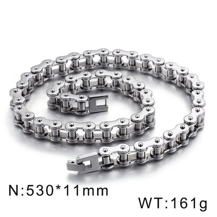 KALEN Shiny Bicycle Chain Stainless Steel Charm Necklace Mens Bracelets