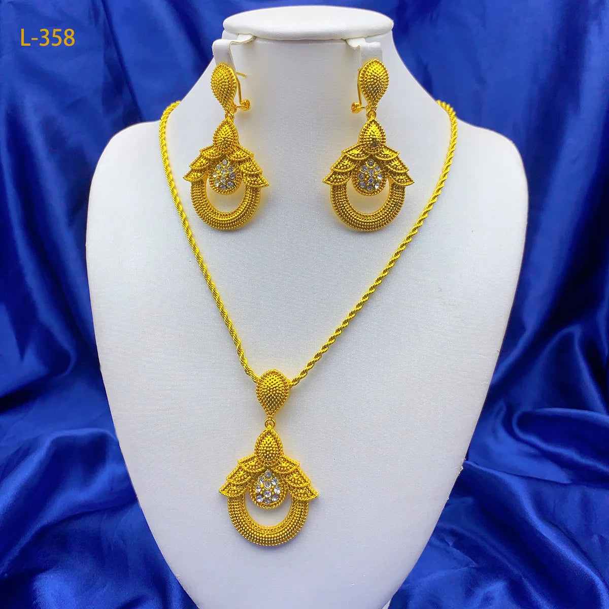 Dubai Bridal 24K Gold Plated Pendant Necklace & Earrings Set | Luxury Brass Jewellery | 15 Styles