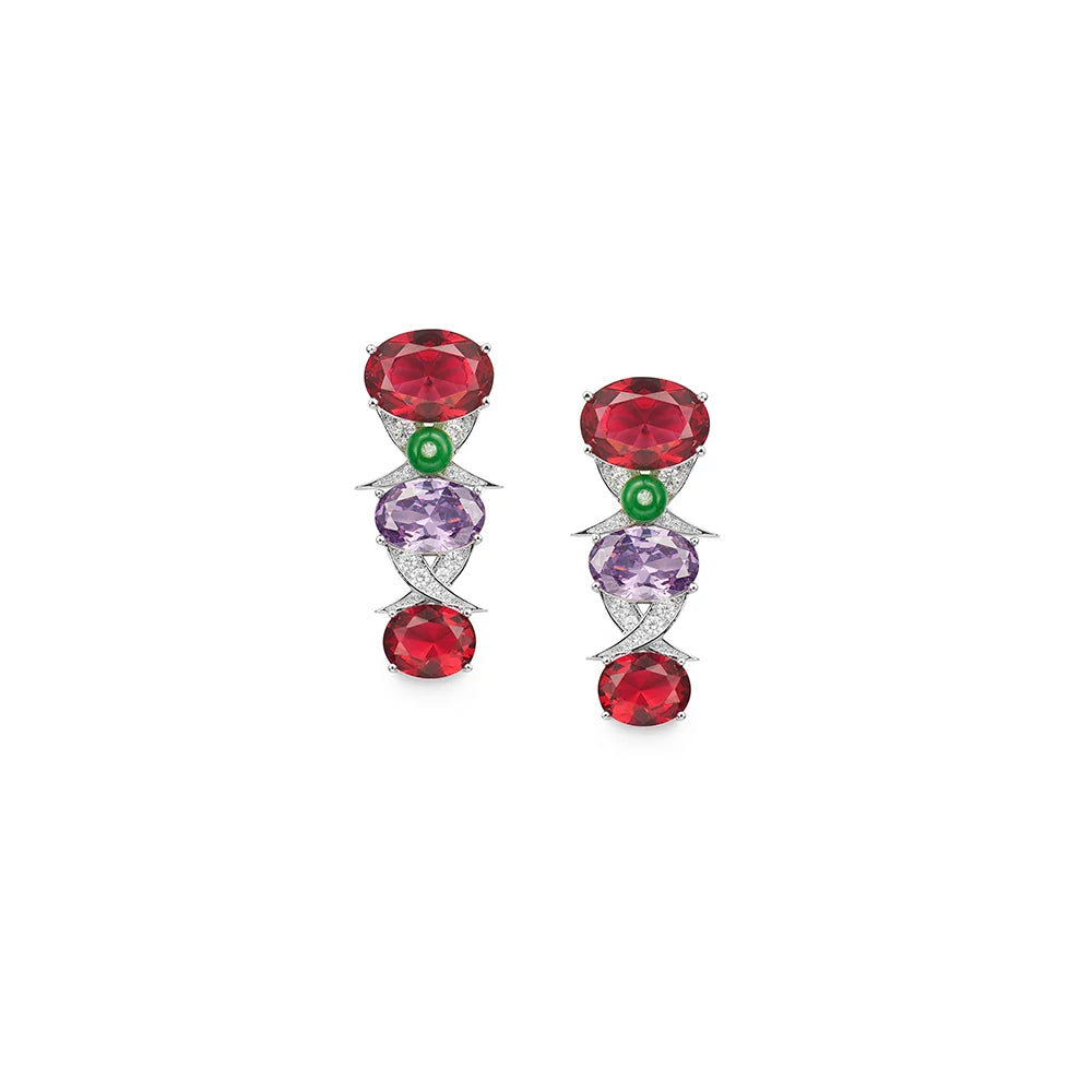 2023 Wholesale Brass Rose Gold Colorful Moonlight Gem Inlaid Zircon Women's Jewelry Ornaments