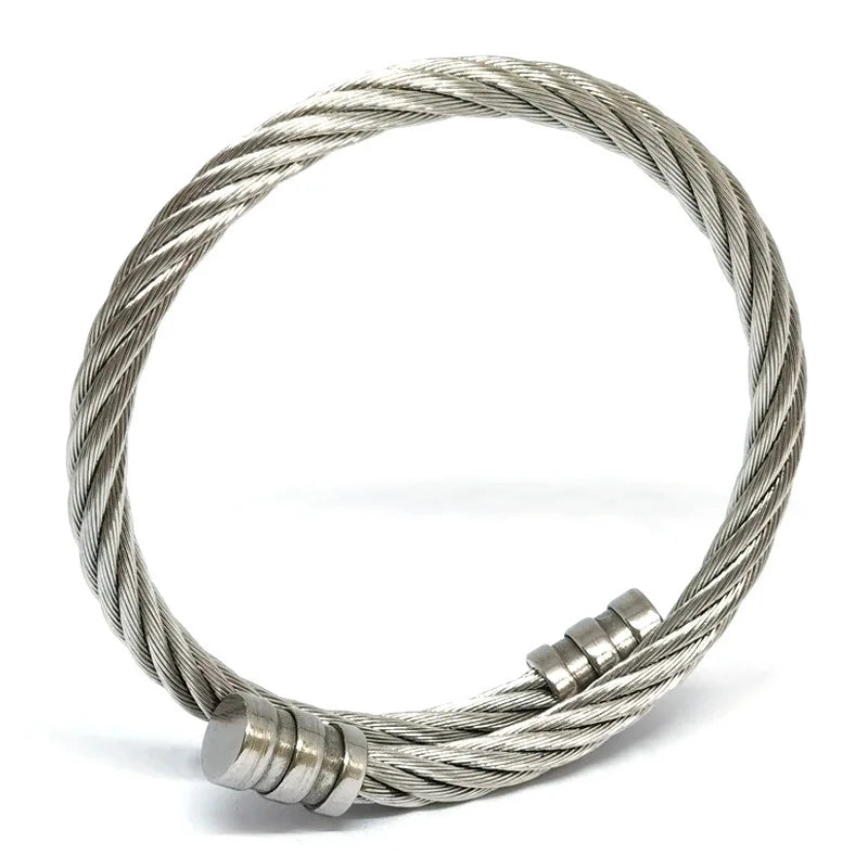 REBEL Men's Stainless Steel Punk Style for Bracelet Silver Gold Rose Gold Black-Square Head Braided Design Fashionable