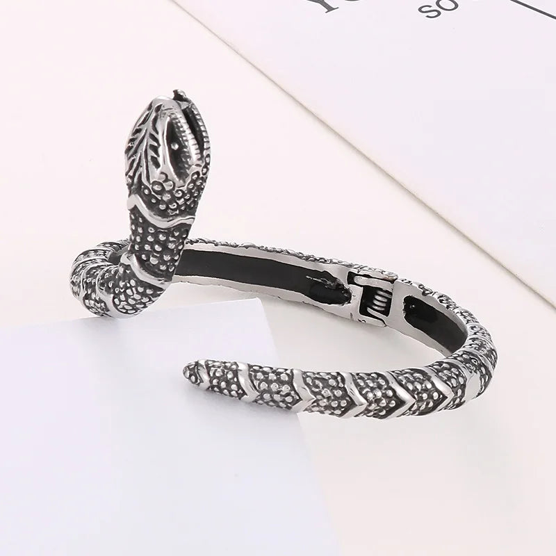 KALEN Unisex Fashion  Stainless Steel Snake Cuff Bangle Bracelet With Spring Clasp