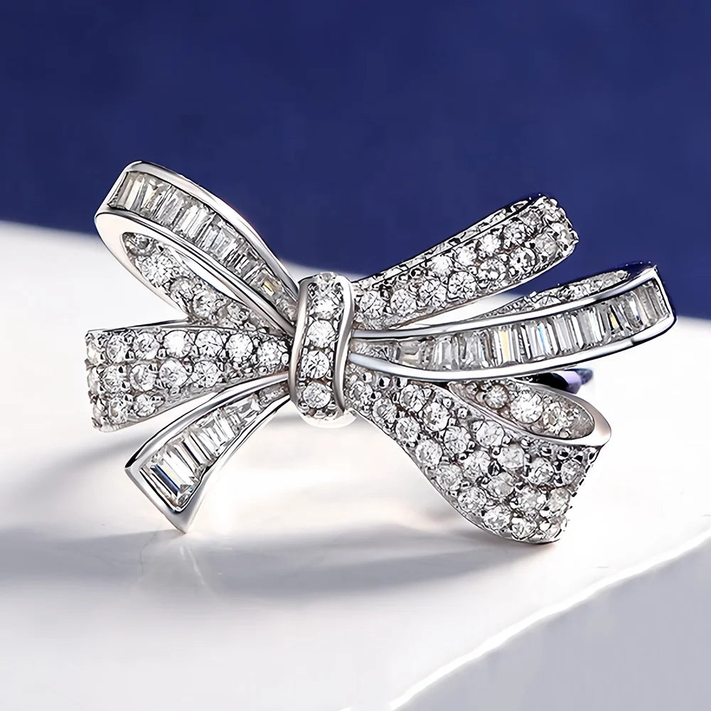 MUSHAN Jewelry Factory Women's 925 Sterling Silver 18k White Gold Plated CMA Certified Luxury Pave Setting Fine Ring High Carbon