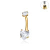 G23 ASTM F136 Titanium Navel Piercing 14G Belly Button Ring Double Heart Zircon Inlay Women Fashion Body Jewelry