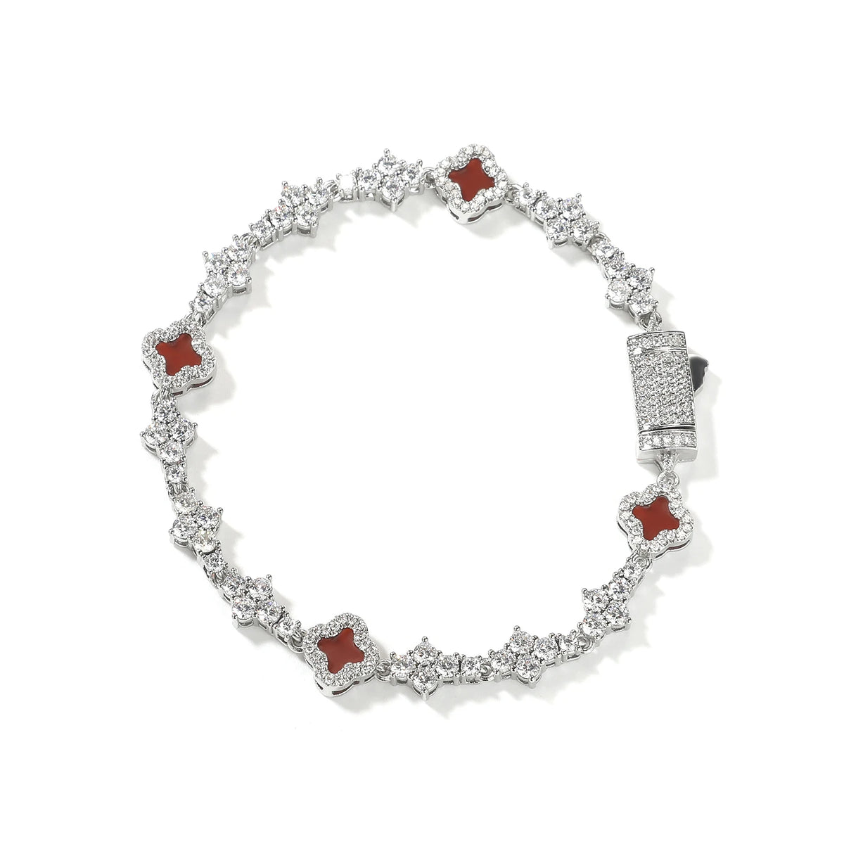 New Arrival Jewelry Iced Out Cross Chain Bracelet Four Leaf Clover Shell Pearl Bracelets for Anniversary Gift Party Jewelry