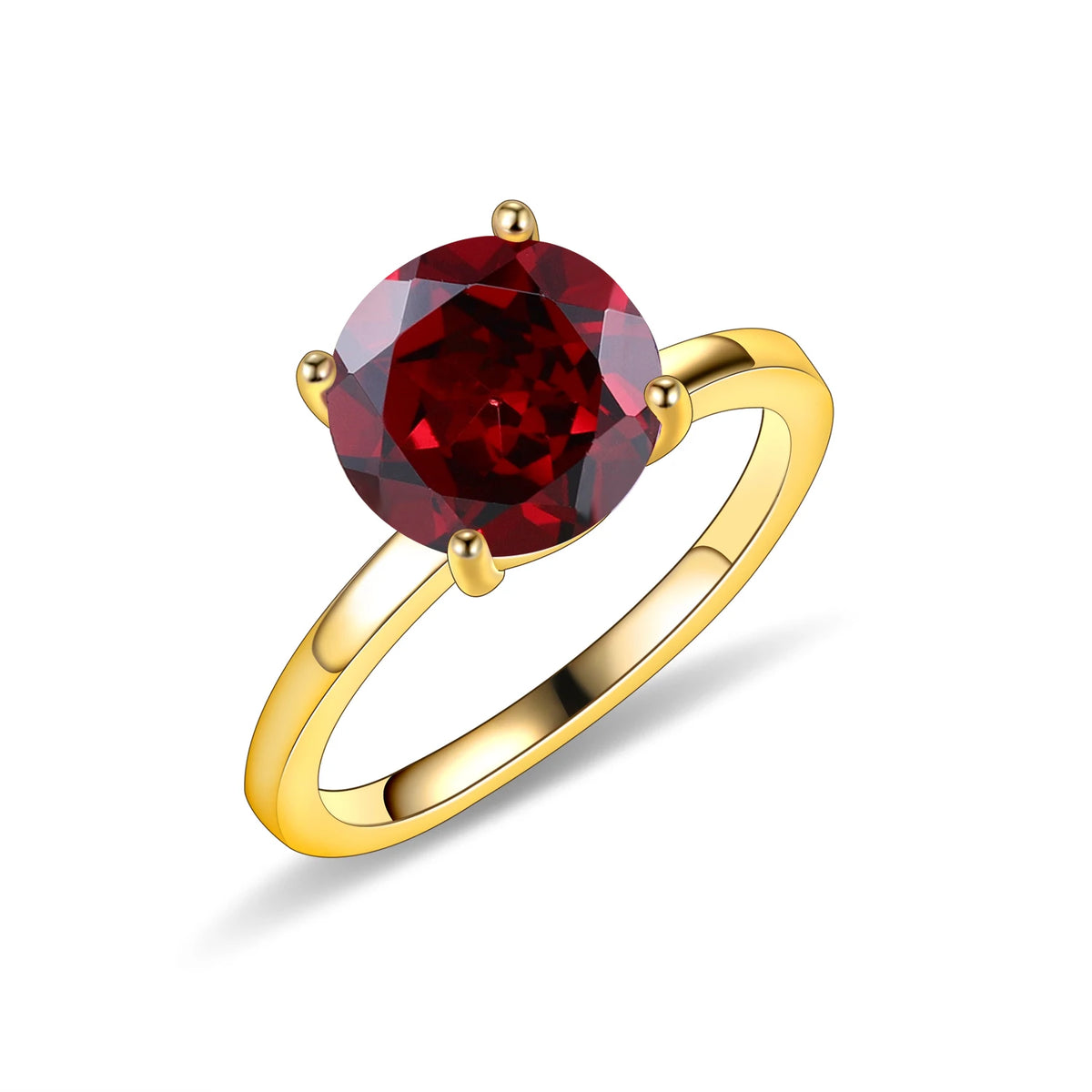 Gemfiori KH073 Abiding Direct Sale Women Jewelry 4 Claw 9MM Big Gemstone 925 Sterling Silver Gold Plated Solitaire Rings