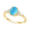 ArtistA Abiding Classic Design 925 Silver Yellow Gold Plated Turquoise Rings Stacking Synthetic Gemstone Turquoise Ring in Stock