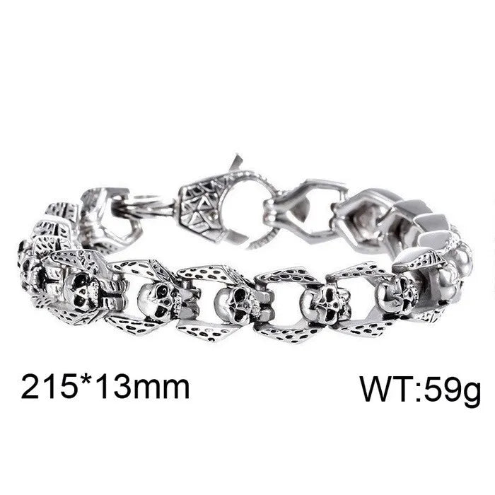 KALEN Premium Jewelry Fashion Bracelets Stainless Steel Punk Skull Links Bracelet Bangle for Men