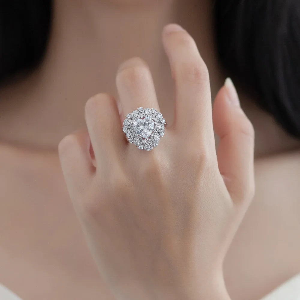 MuShan Jewelry Factory New Personalized Inlaid Simulated Geometric Zircon S925 Pure Silver Women's Wedding Anniversary Party