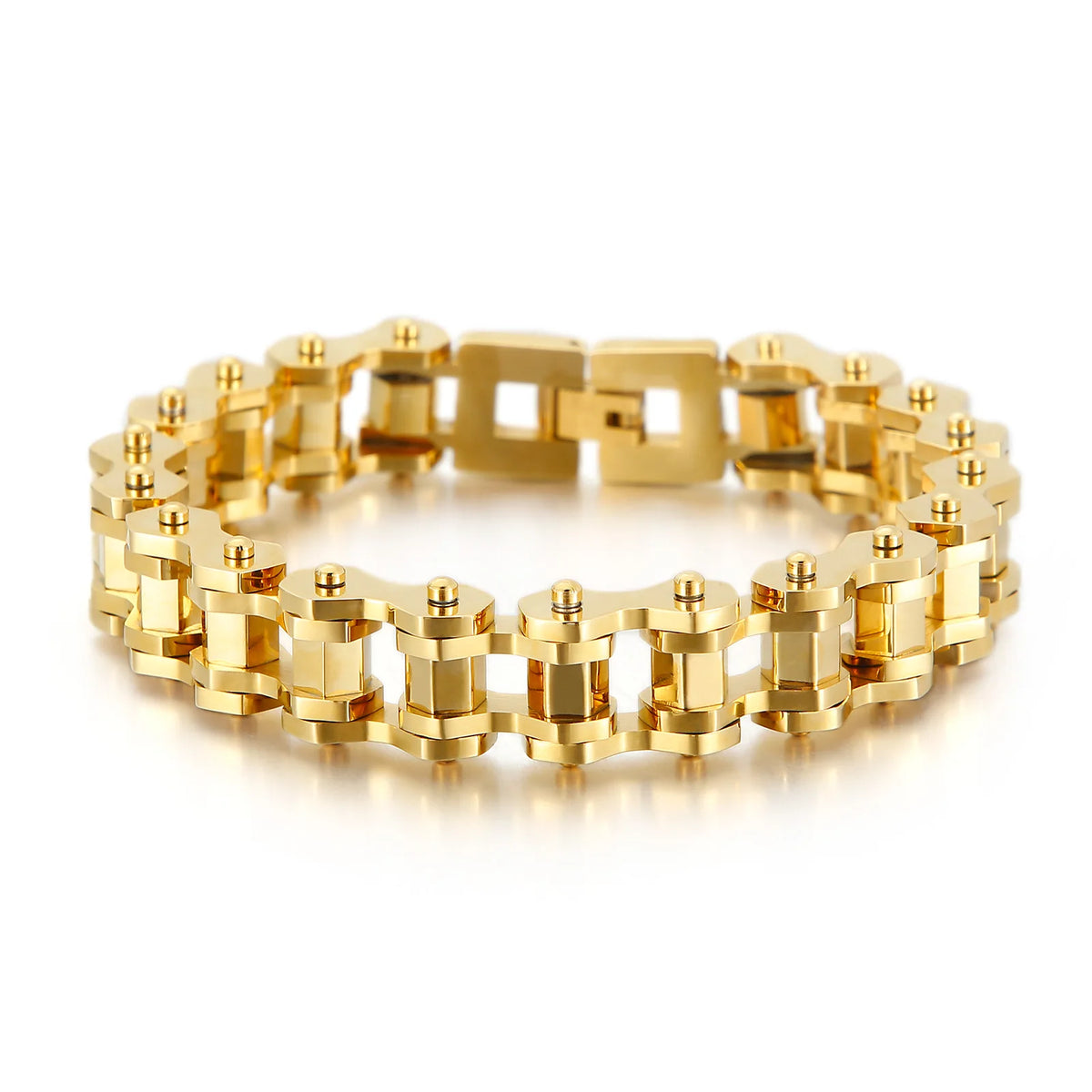 VIKING Mens Retro Bicycle Chain Bangle Bracelet – Silver, Gold & Black