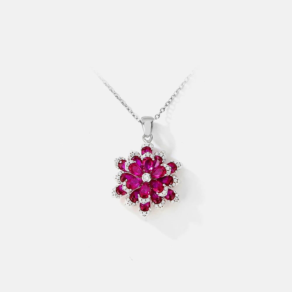 MUSHAN Jewelry Factory S925 Sterling Silver Necklace Women Electroplated White Gold High Carbon Diamond Floral Element Pendant