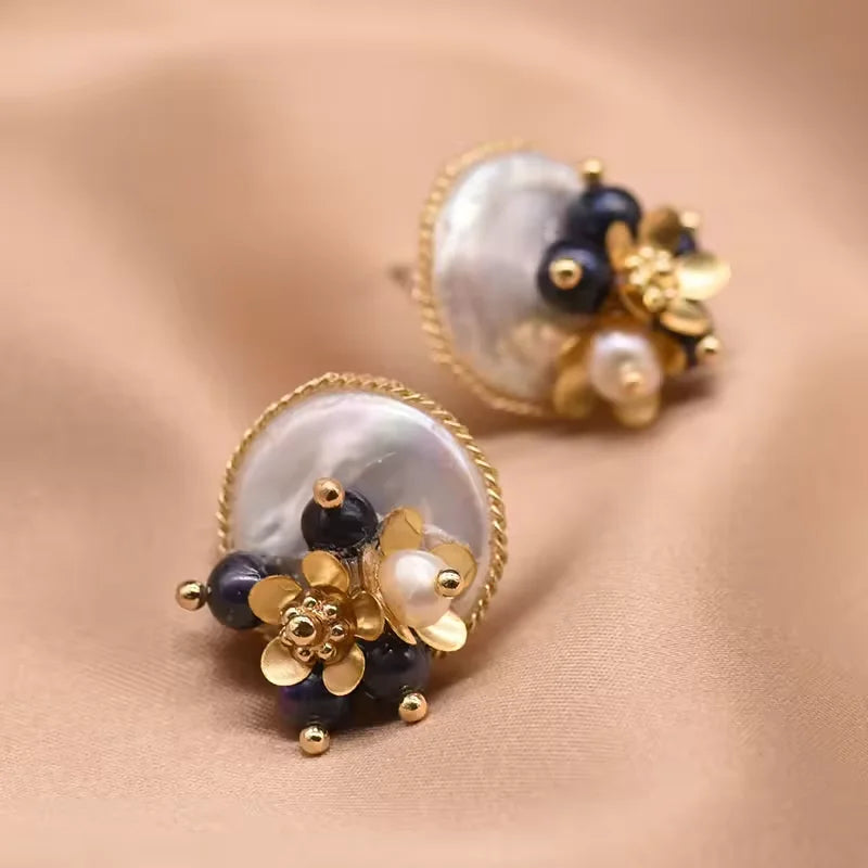 New Jewelry Yiwu Wholesale Gold Plated Natural Pearl Earings Jewelry Women Korean Wholesale Bulk 18K Gold Plated Jewelry