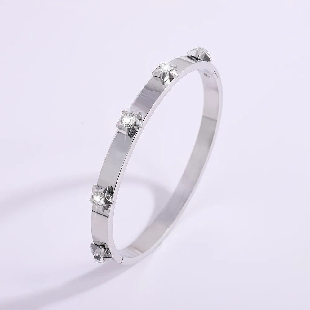 REBEL Stainless Inoxydable Stainless Steel 18K Gold Plated Roman Women Fashion Jewelry Bracelets Bangles
