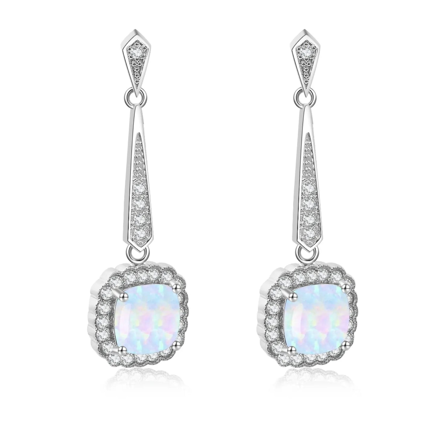 Aobao Women's Christian Bohemian Geometric Stud Earrings with Opal Silver Plated Brass Gift