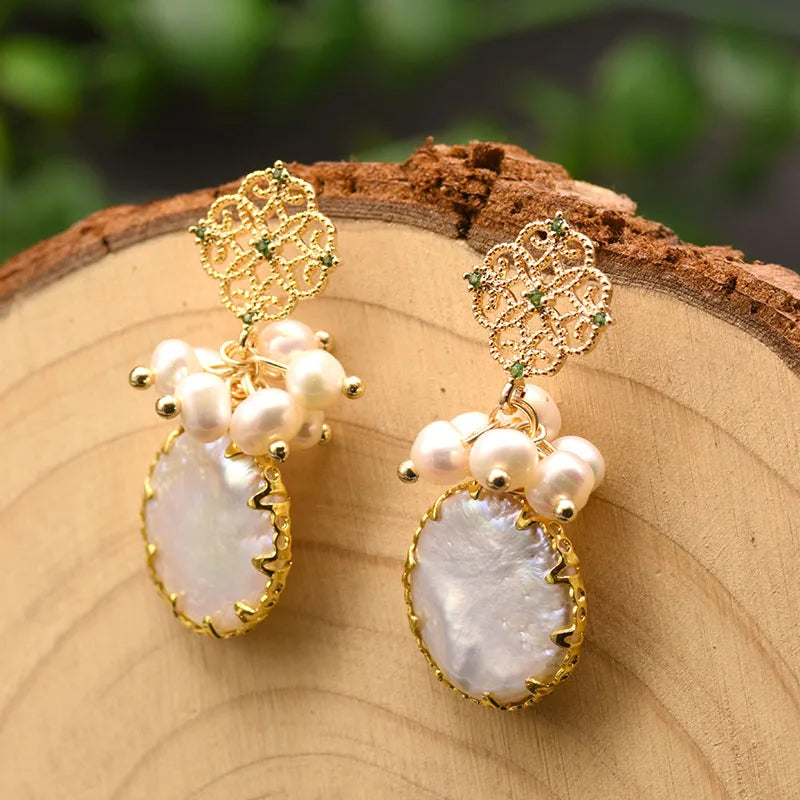 New Jewelry Natural Freshwater Baroque Pearl  Earrings 18K Gold Plated Jewelry Korean Designer Jewelry Earrings Wholesale Bulk