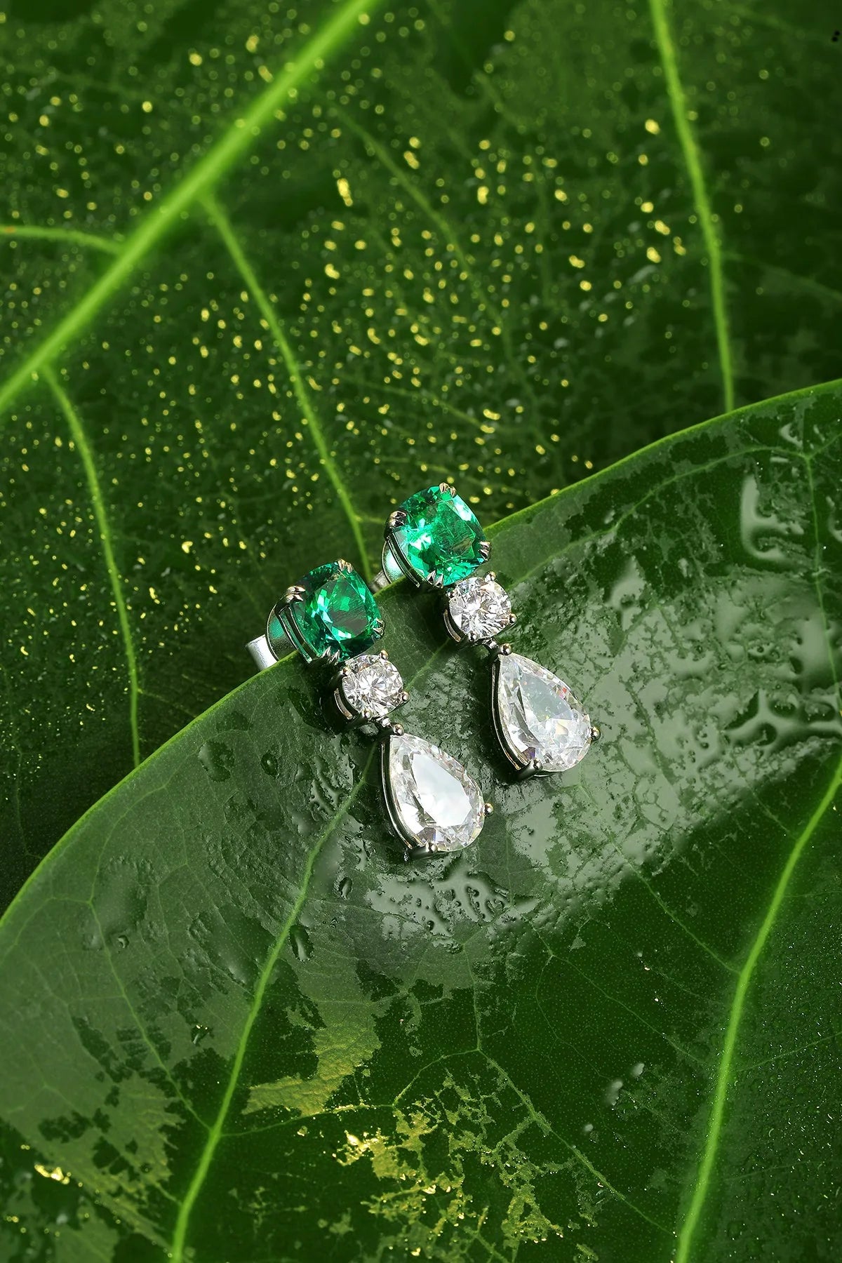 Gemfiori Anster High Quality S925 Lab Grown Emerald Earring Stud Dainty Gemstone Stud Earrings for Women Daily Wear Gift