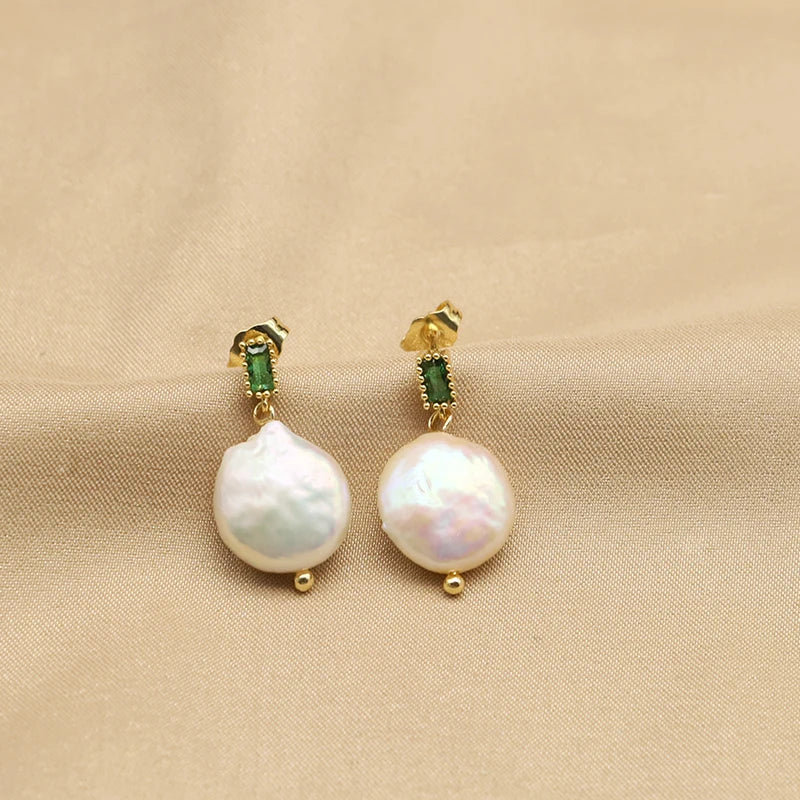 925 Silver High Sense Simple Pink Baroque Pearl Elegance Drop Earrings White Zircon for Women Fashion Wedding Jewelry