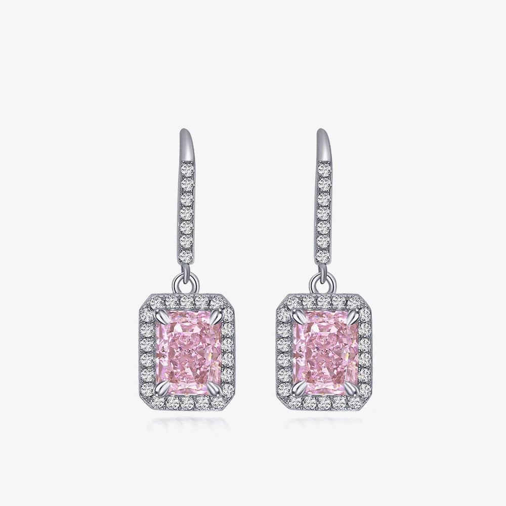 MUSHAN Jewelry Factory New 925 Silver 1.5 Carat Earrings Rectangular Ice Flower Cut 6*8 High Carbon Diamond Ear Hook Earrings