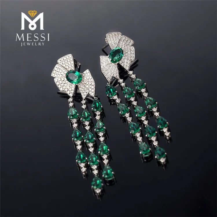 Gemfiori Messi Jewelry Emerald Earrings 14k/18k Jewelry Earring for Emerald Jewelry Girls
