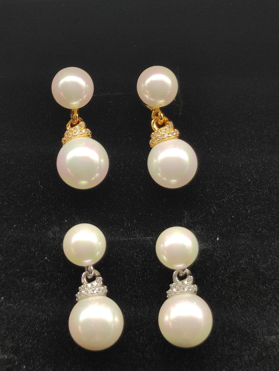 FASHIONISTA DY High-Quality Silver-Plated Pearl and Diamond Earrings. Gold-Plated Pearl Earrings. Jewelry .