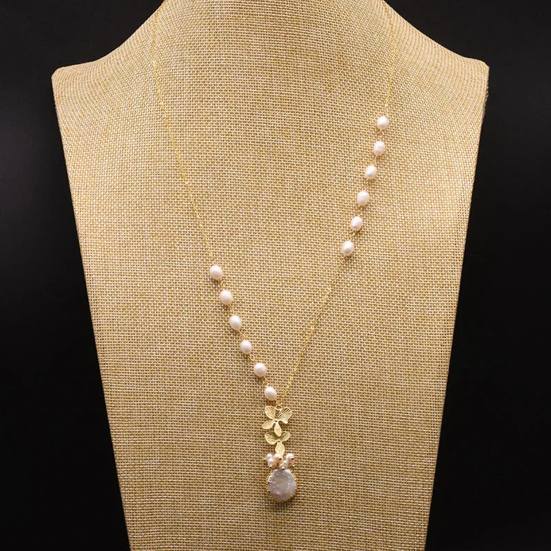 Natural Fresh Water White Pearl Pendant Necklace for Women Lovers' Engagement Party Handmade Jewelry  Earrings Bulk