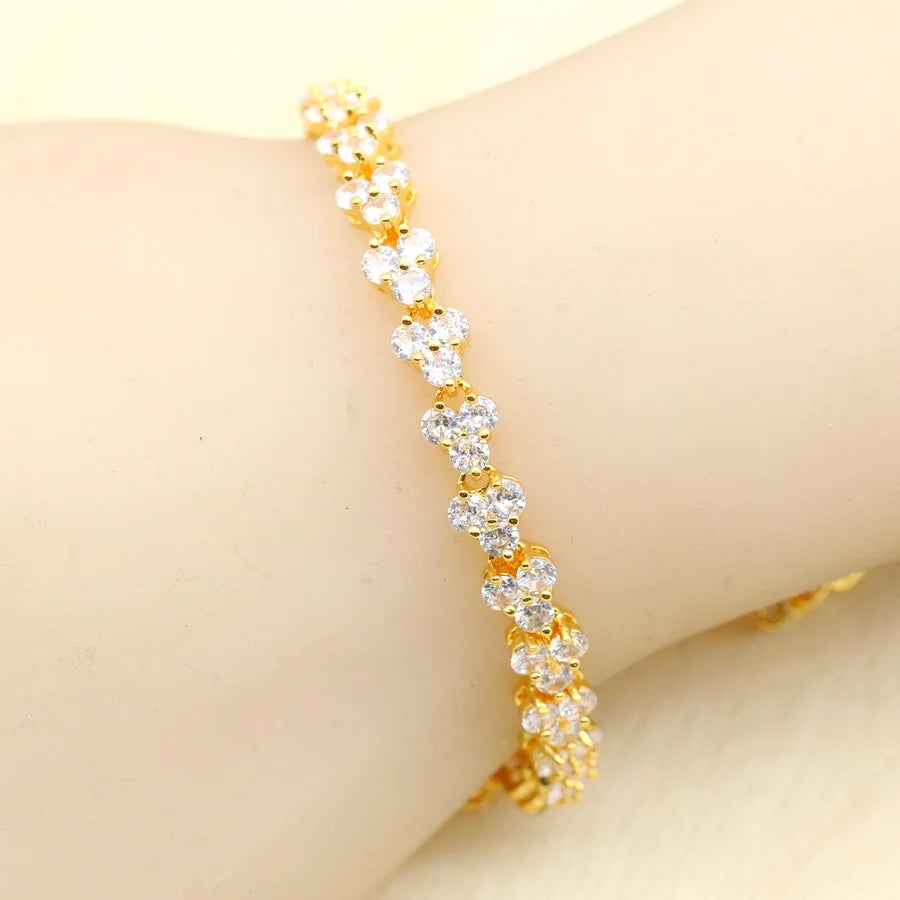 XOTICA White Zirconia 18K Gold Plated Alloy Sets for Women Earrings Necklace Pendant Ring Bracelet Wedding Engagement Party Gift