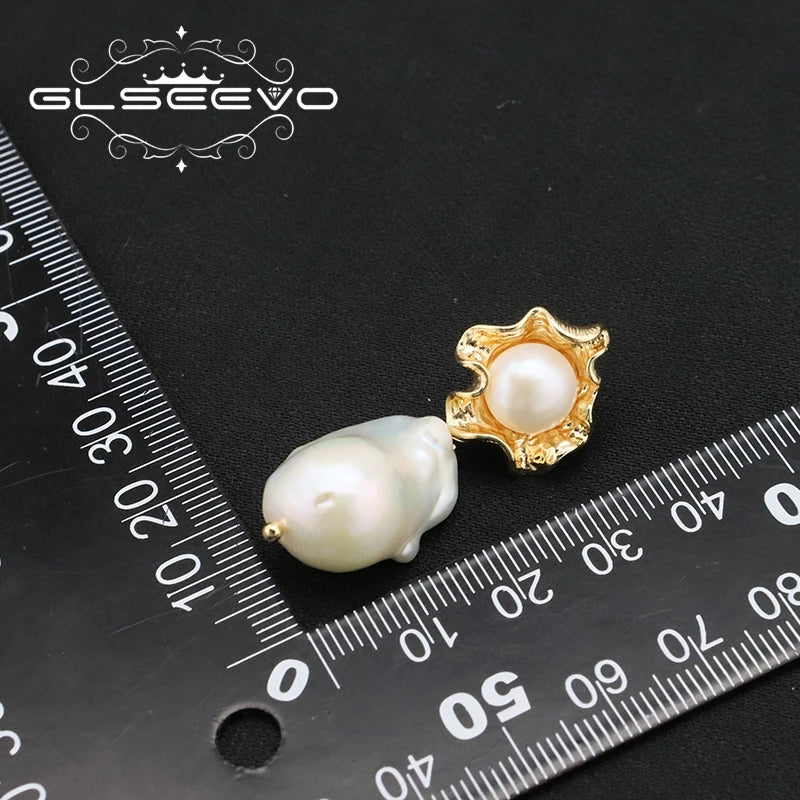 Baroque Nature Pearl Drop Earrings Handmade Precious Stone Korean Style Personality Trendy Jewely for Woman Party